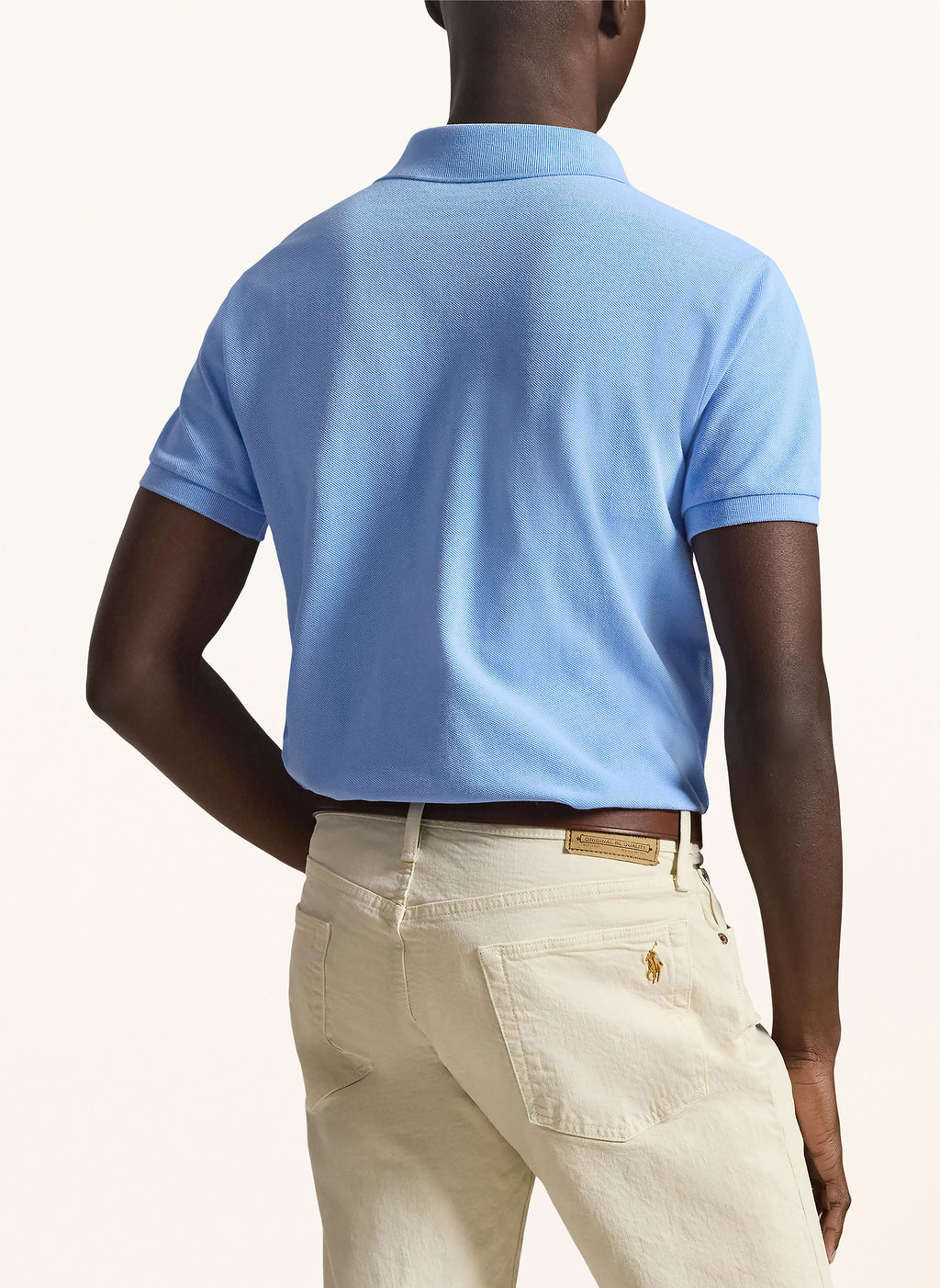 Polo Ralph Lauren Piqué poloshirt Custom Slim Fit Blauw/wit