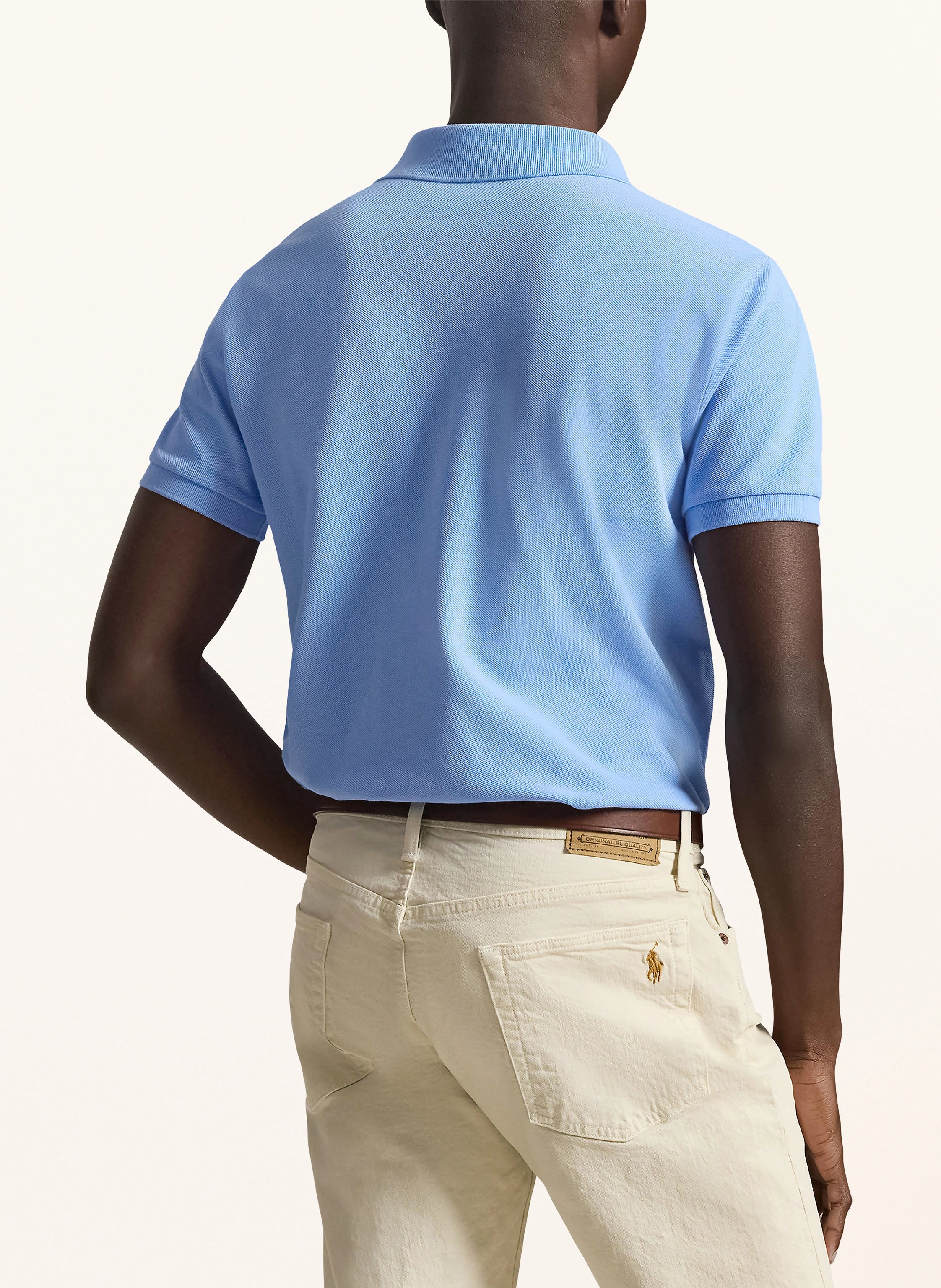 Polo Ralph Lauren Piqué poloshirt Custom Slim Fit Blauw/wit