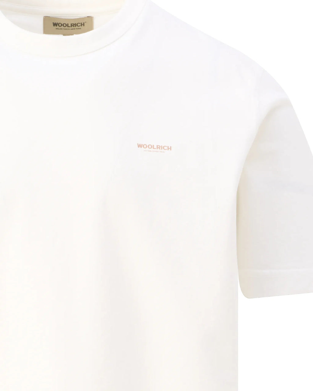 Woolrich T-Shirt small logo gebroken wit/beige