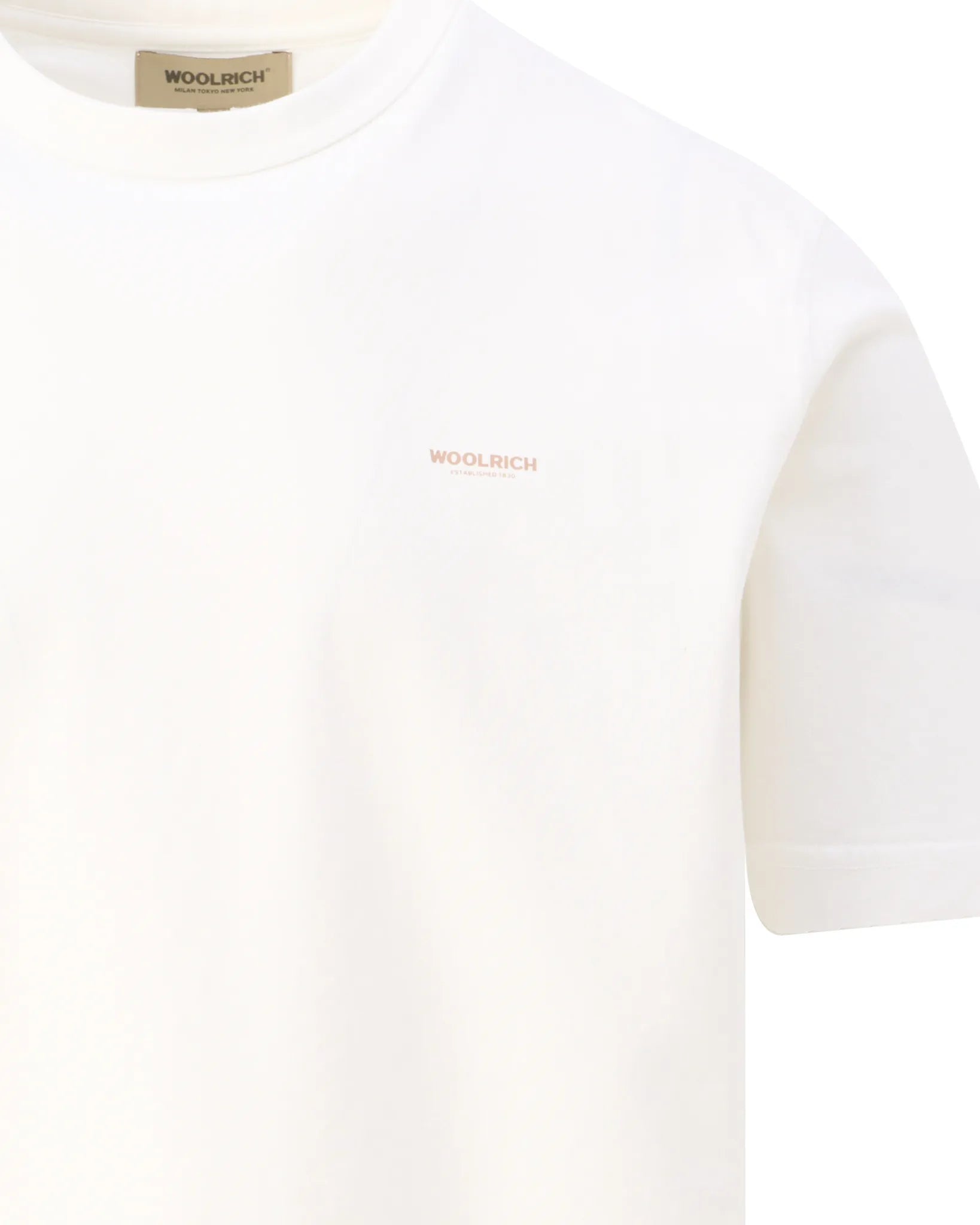 Woolrich T-Shirt small logo gebroken wit/beige