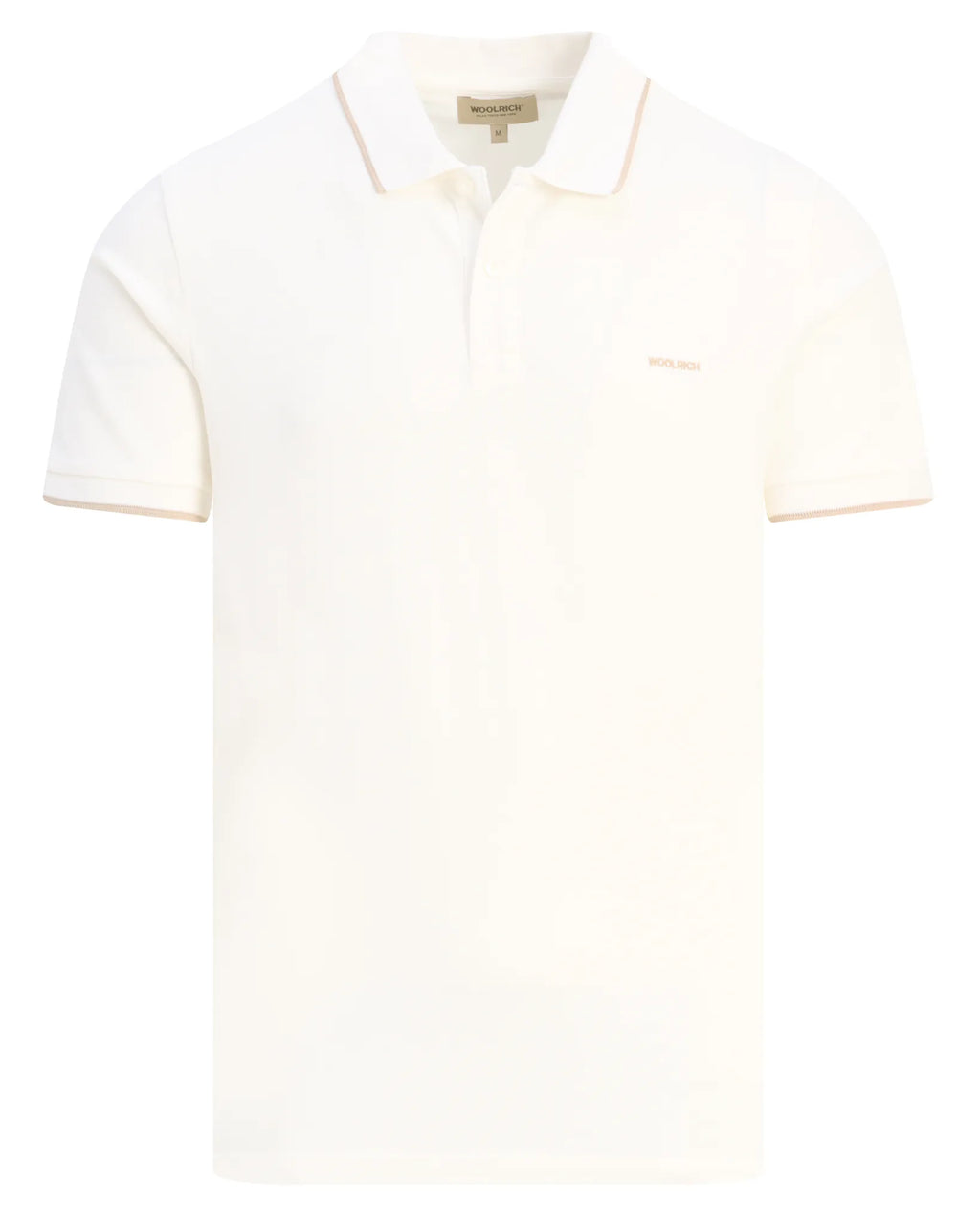 Woolrich polo gebroken wit met uitgeschreven logo in blokletters beige