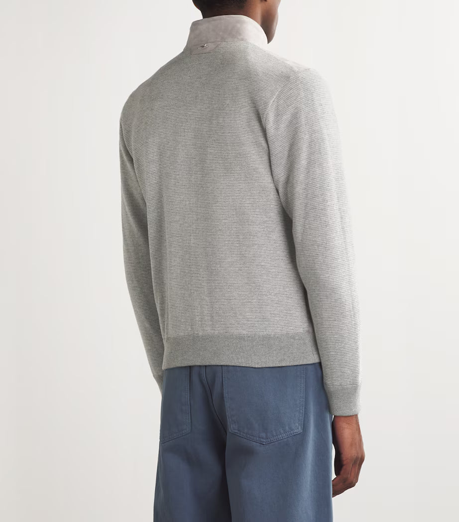Paul & Shark jack zip-up suede aqua leather beige/stone/grey (AANBIEDING!)
