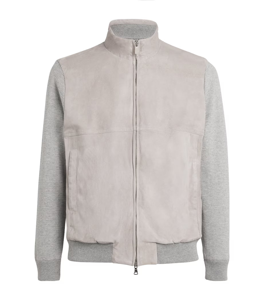 Paul & Shark jack zip-up suede aqua leather beige/stone/grey (AANBIEDING!)