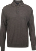 Paul & Shark polo met lange mouwen superfine merino wool taupe/brown