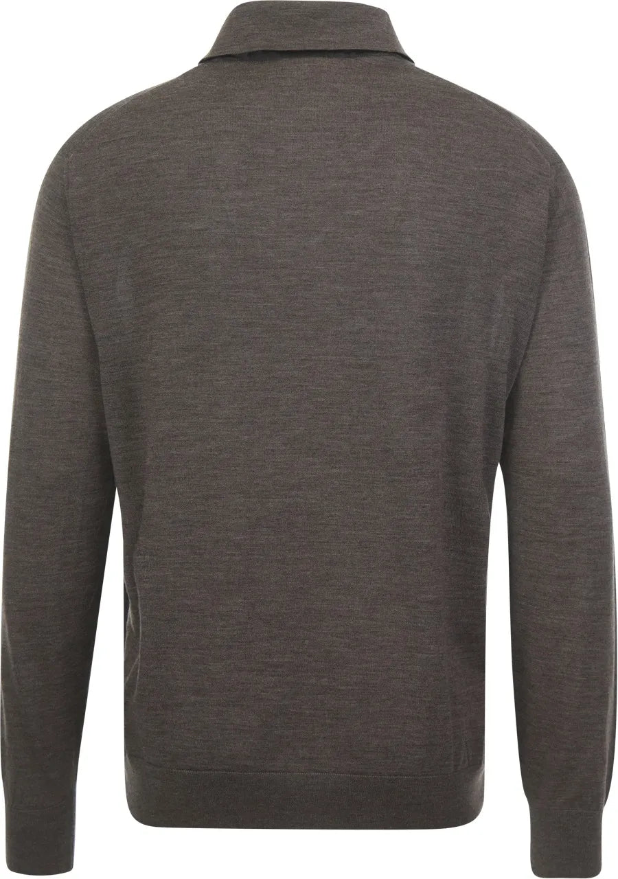 Paul & Shark polo met lange mouwen superfine merino wool taupe/brown