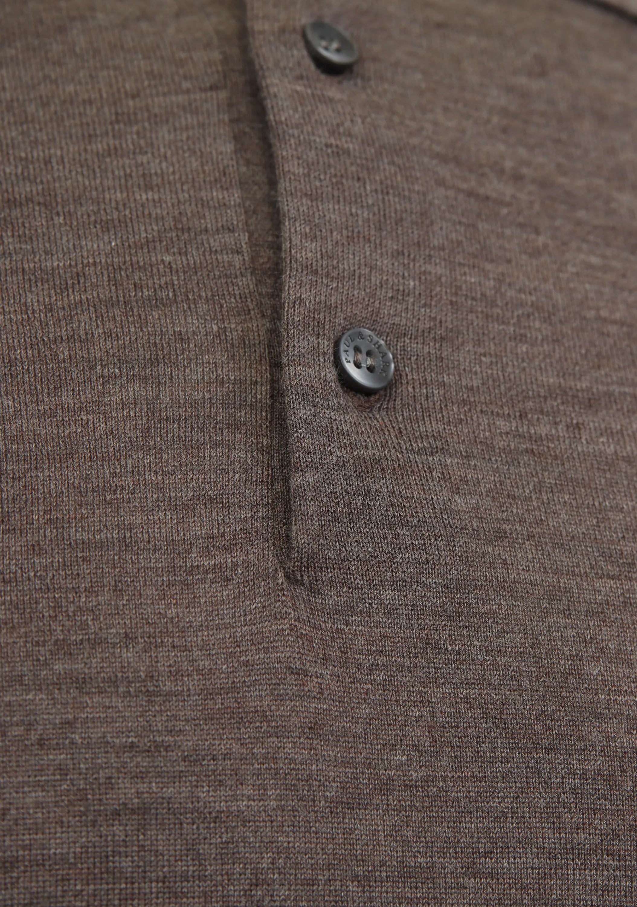 Paul & Shark polo met lange mouwen superfine merino wool taupe/brown