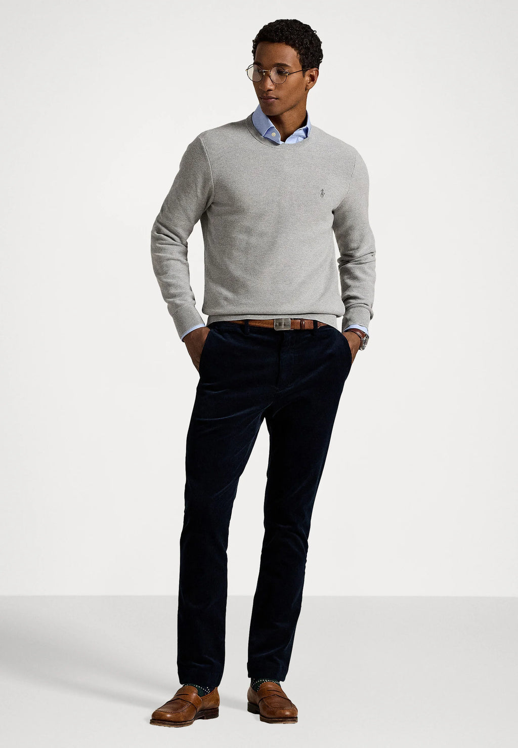 Polo Ralph Lauren sweater mesh-knit cotton grijs