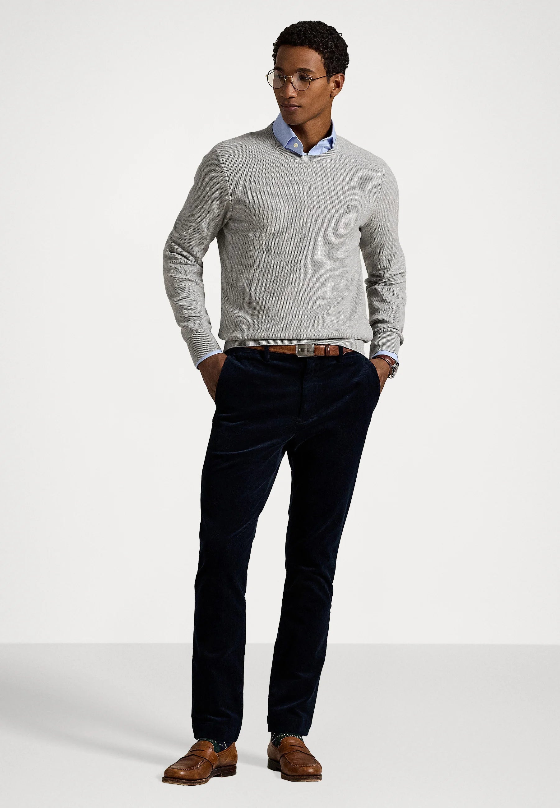 Polo Ralph Lauren sweater mesh-knit cotton grijs