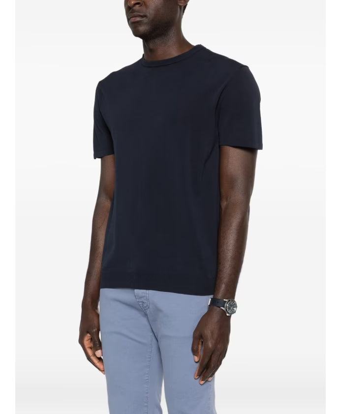 Daniele Fiesoli Italia crewneck/dunne trui donkerblauw/navy dry cotton