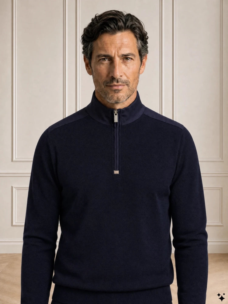 Paul & Shark Quarter zip donkerblauw, summer wool