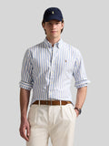 Ralph Lauren Overhemd gestreept blauw/creme slim fit