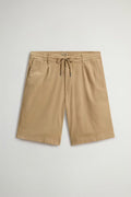 Woolrich korte broek/short beige/zand elastiek koord poplin
