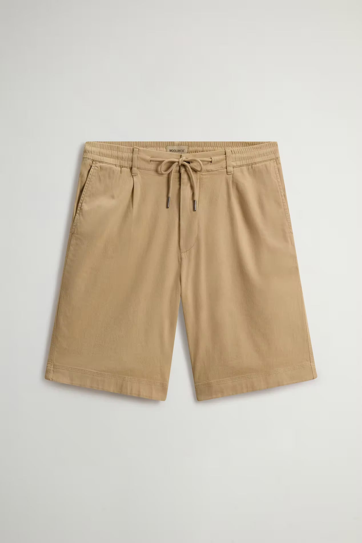 Woolrich korte broek/short beige/zand elastiek koord poplin
