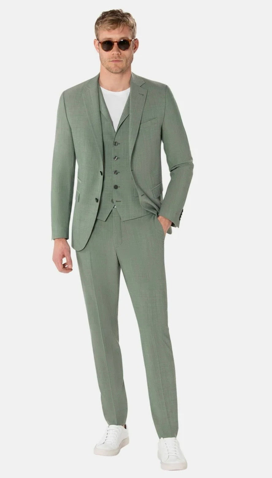 Benvenuto gilet licht groen wol stretch salvino