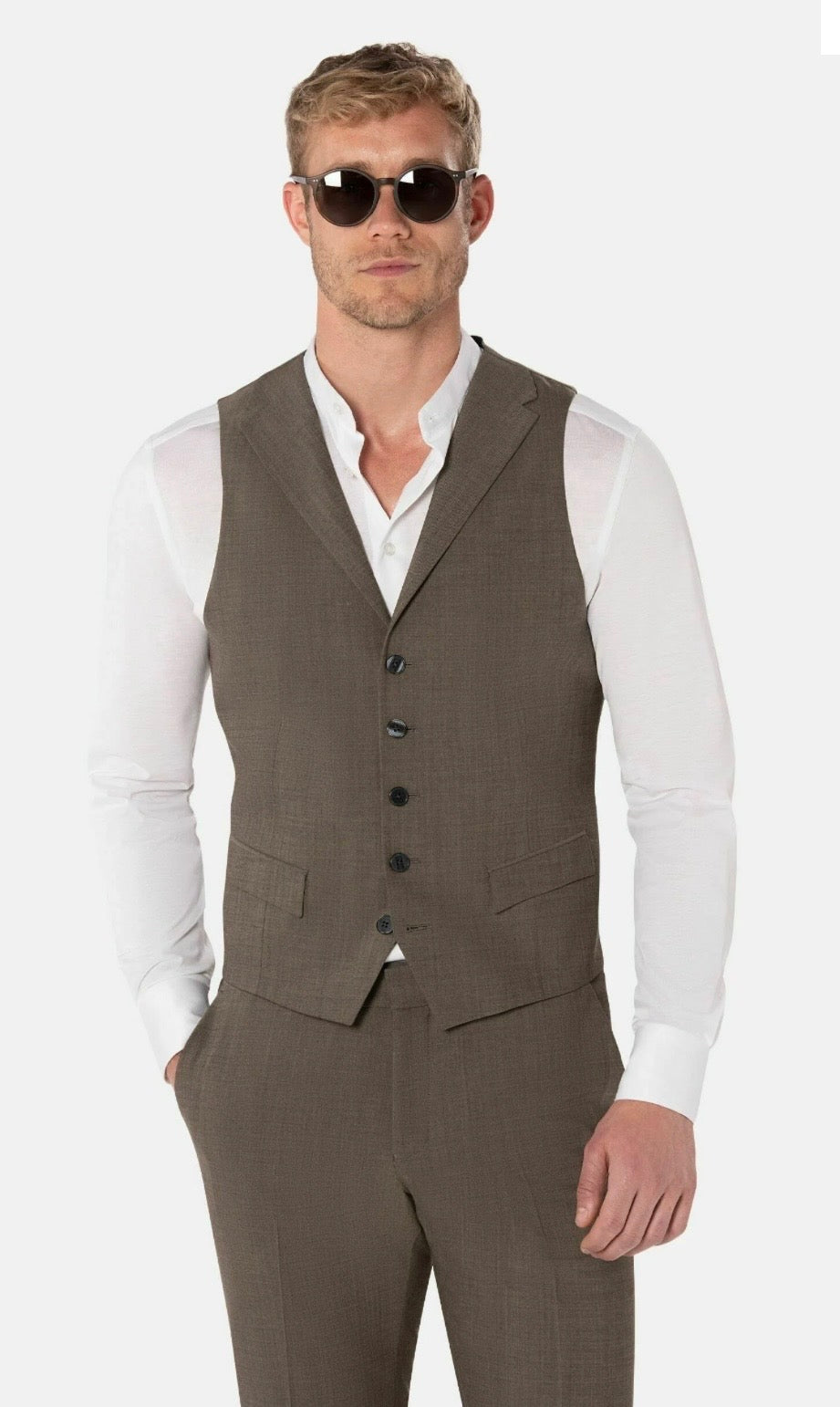 Benvenuto salvino gilet taupe wol/ stretch