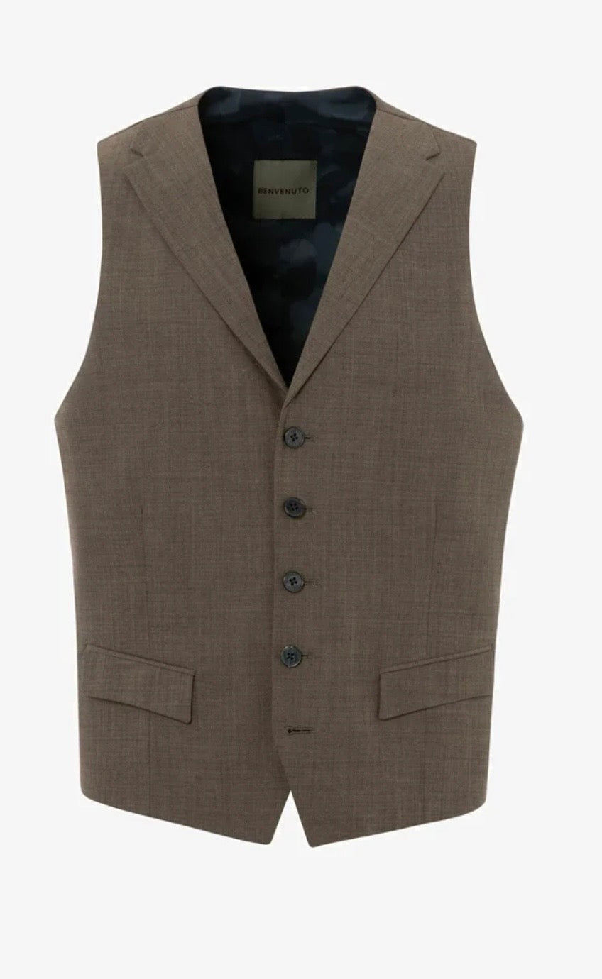 Benvenuto salvino gilet taupe wol/ stretch