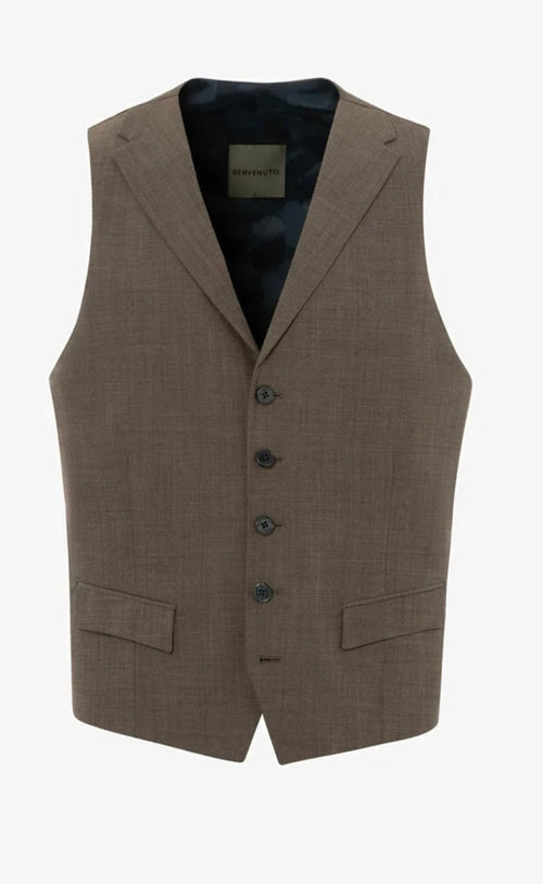 Benvenuto salvino gilet taupe wol/ stretch