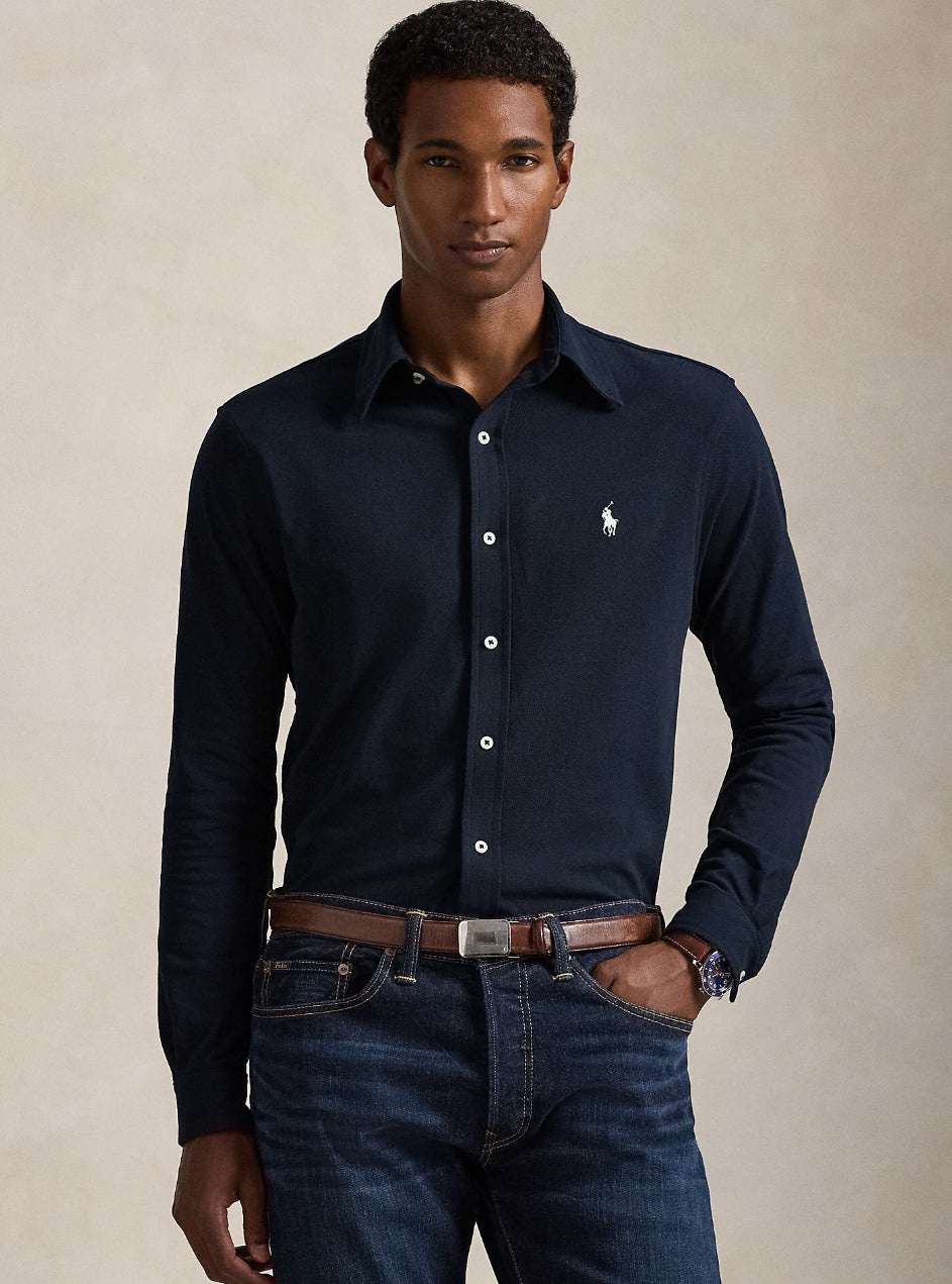 Polo Ralph Lauren Polo lange mouw  navy donker blauw piqué