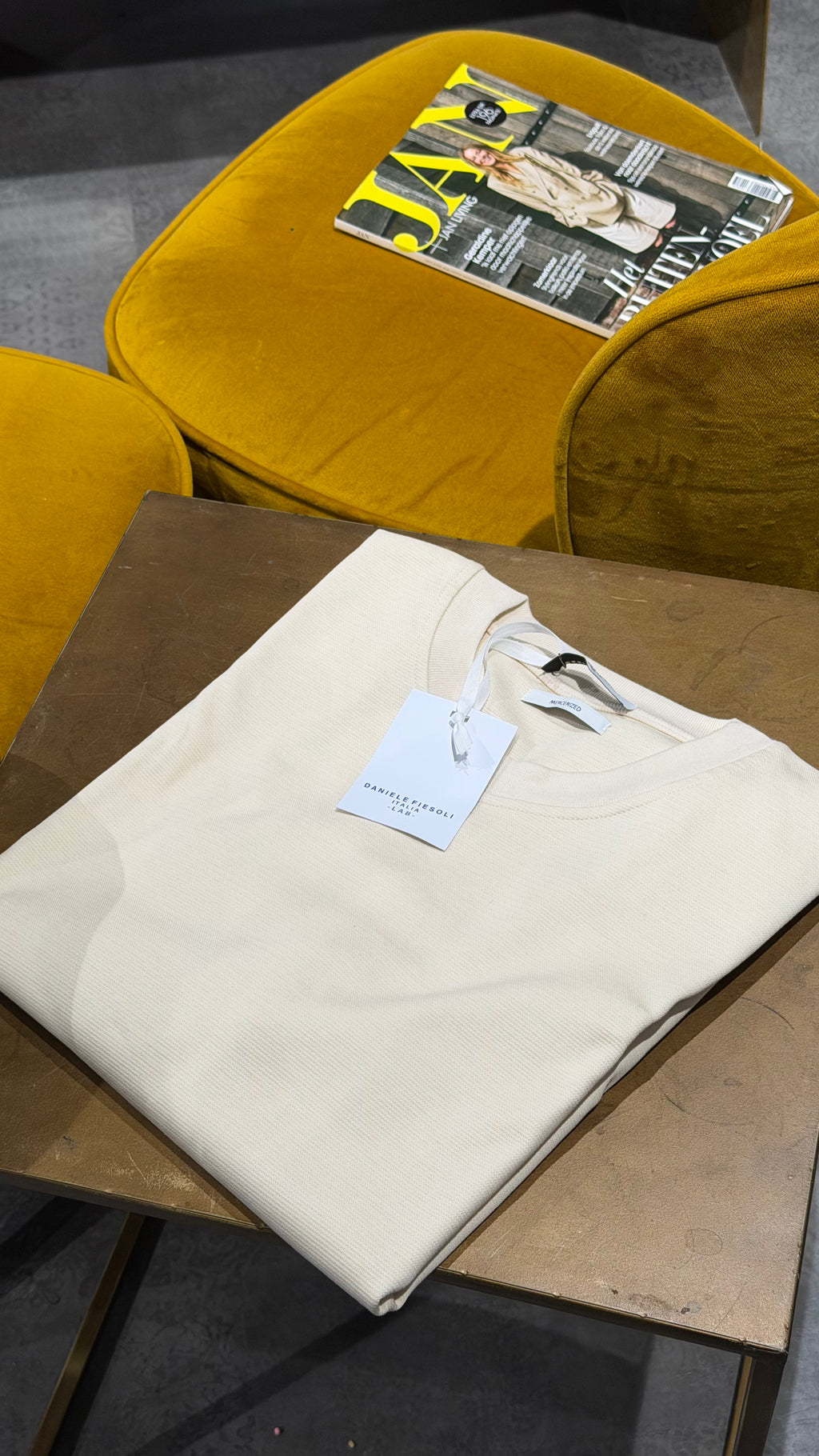Daniele Fiesoli Italia T-shirt dikke stof creme/beige