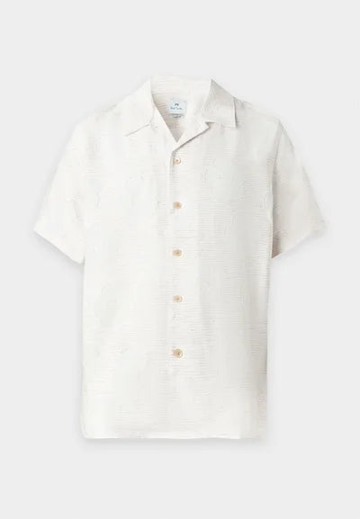 Paul Smith overshirt creme/gebroken wit patroonstof DEZE = ZONDER BLOEMEN!