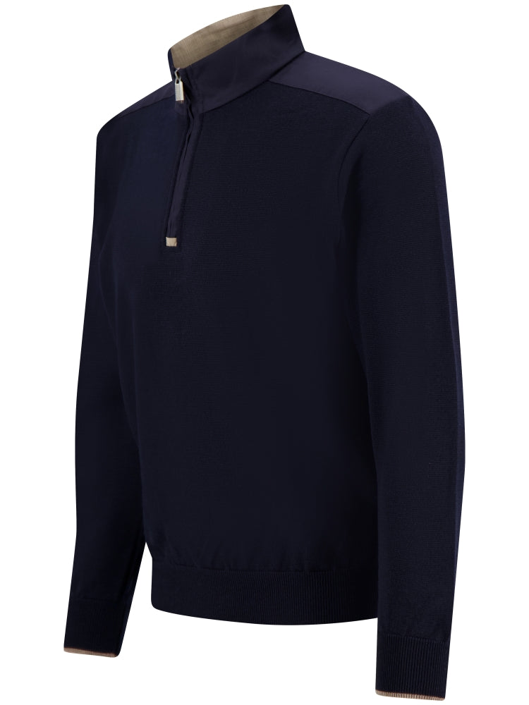 Paul & Shark Quarter zip donkerblauw, summer wool