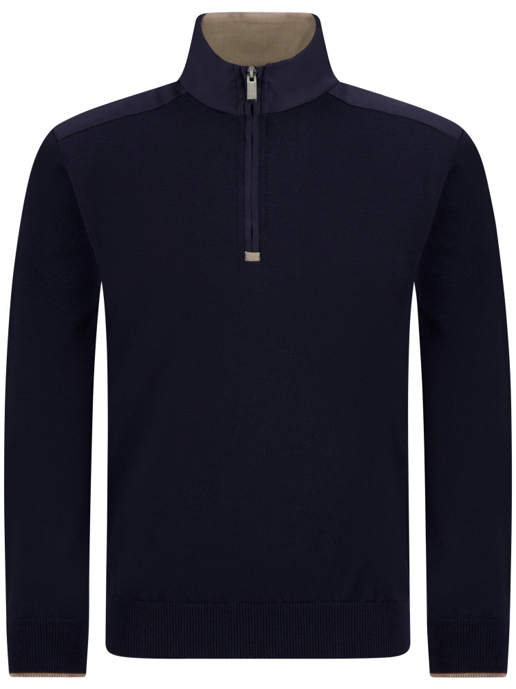 Paul & Shark Quarter zip donkerblauw, summer wool