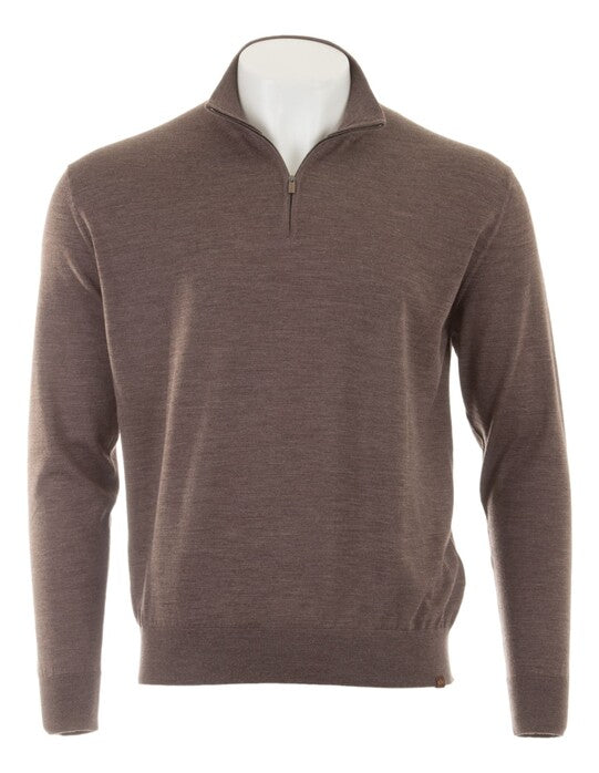 Paul & Shark Quarter zip merino wool dark brown/taupe