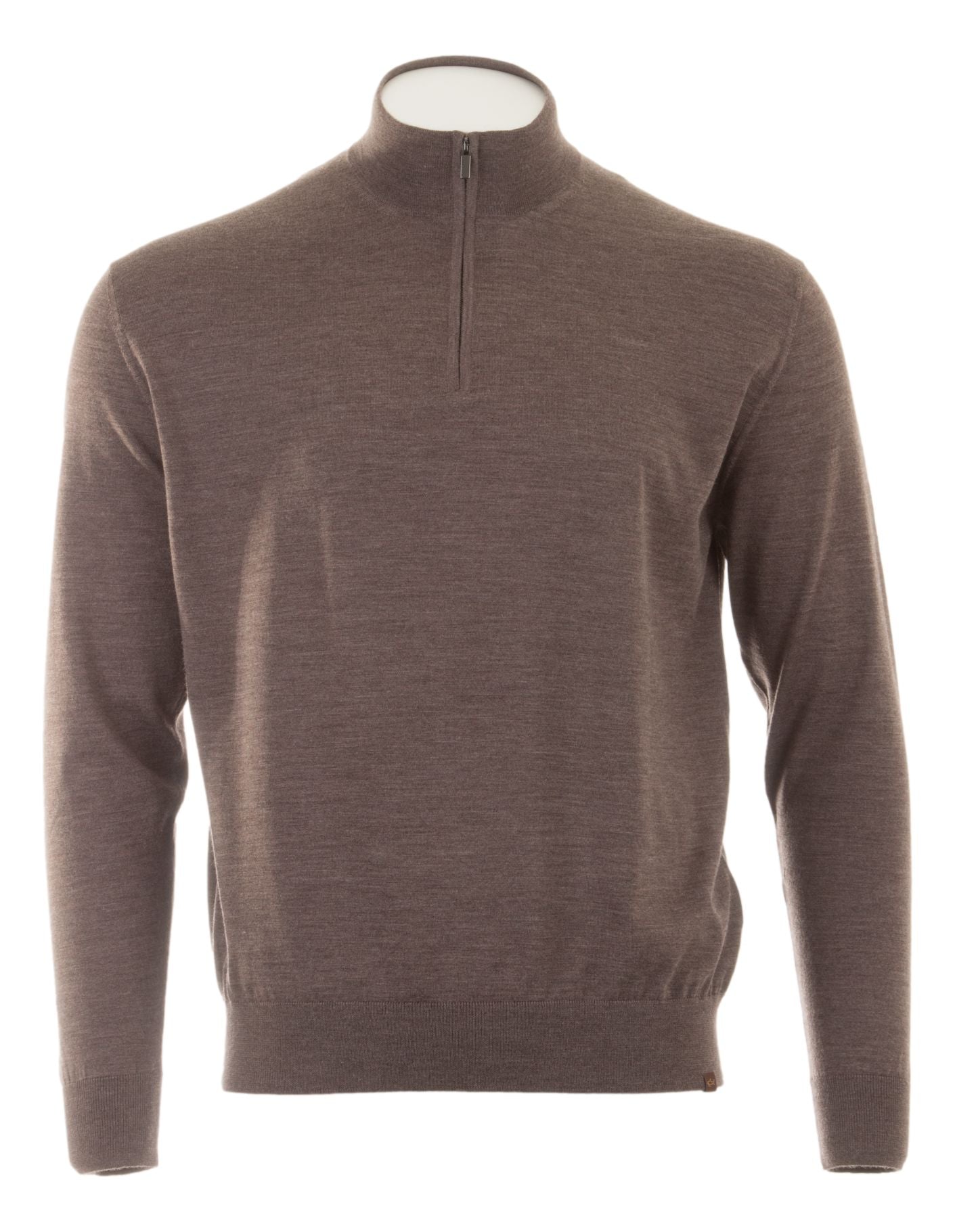 Paul & Shark Quarter zip merino wool dark brown/taupe