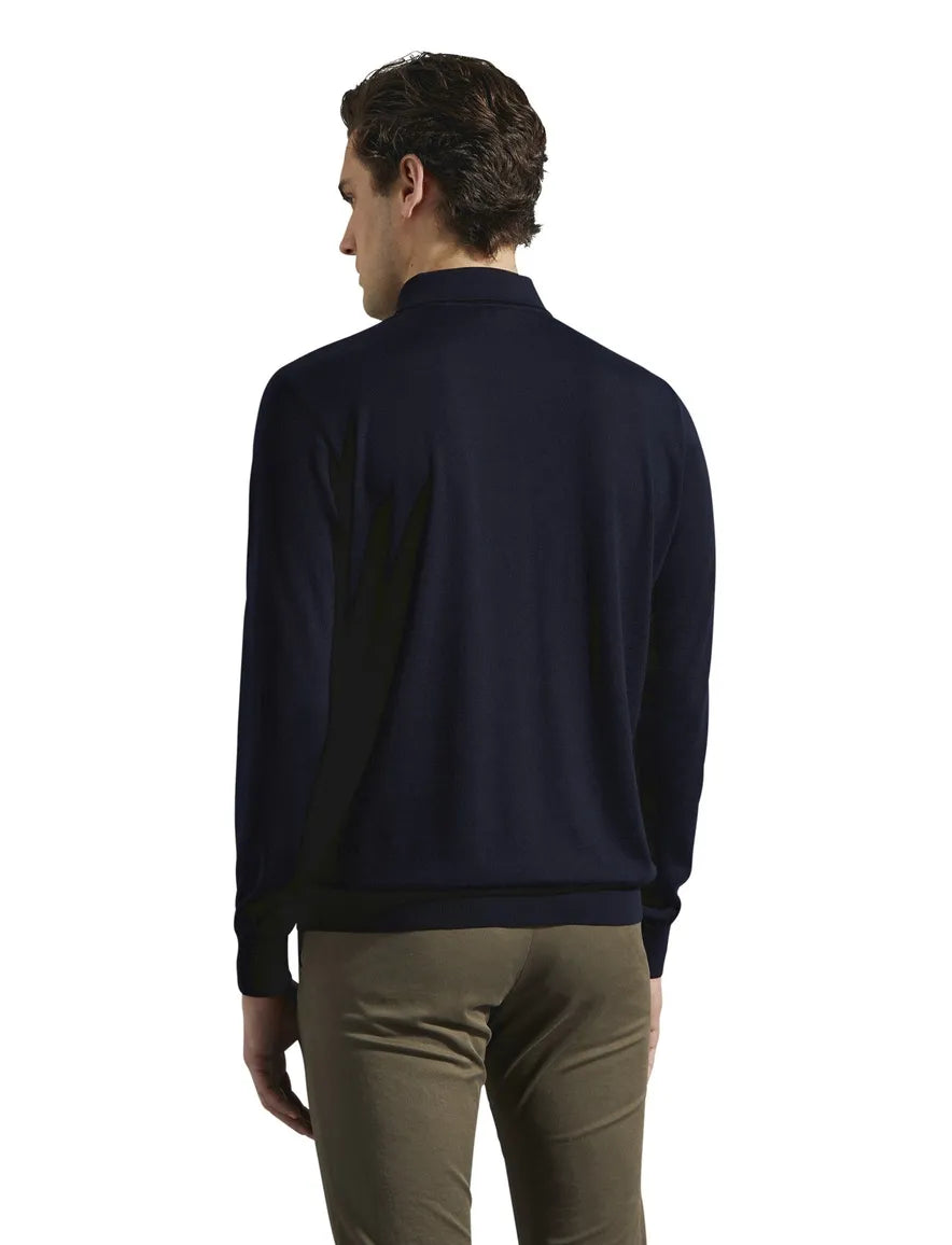 Paul & Shark Linen Polo met lange mouwen donkerblauw/navy