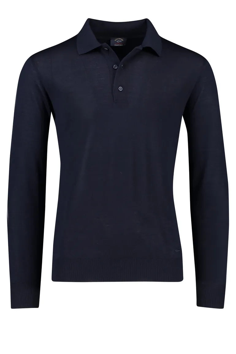 Paul & Shark Linen Polo met lange mouwen donkerblauw/navy