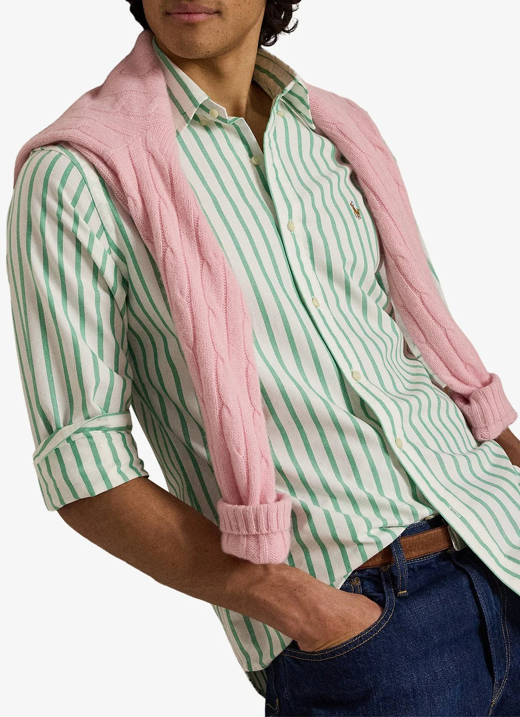 Polo Ralph Lauren Custom fit Oxford overhemd met streepprint Groen/wit
