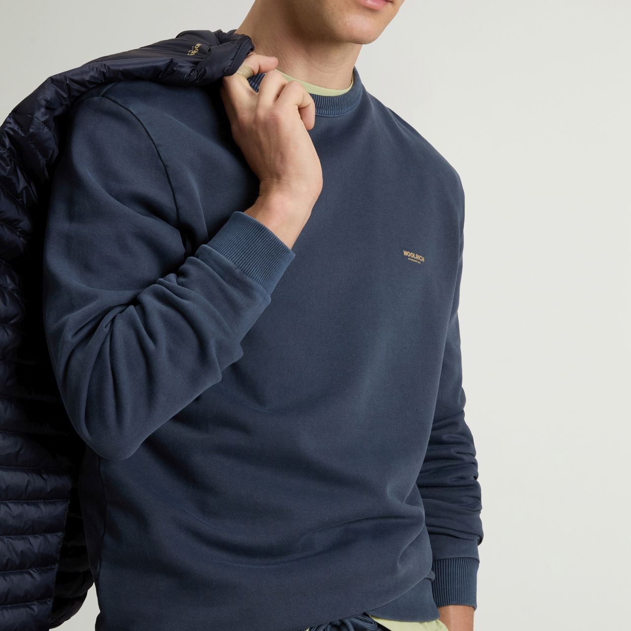 Woolrich sweater crewneck donkerblauw/licht small logo