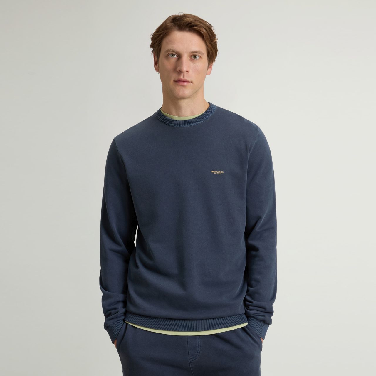 Woolrich sweater crewneck donkerblauw/licht small logo