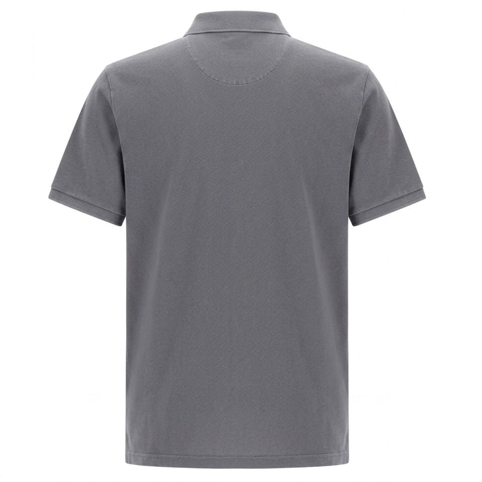 Woolrich polo grijs washed klein Woolrich logo uitgeschreven