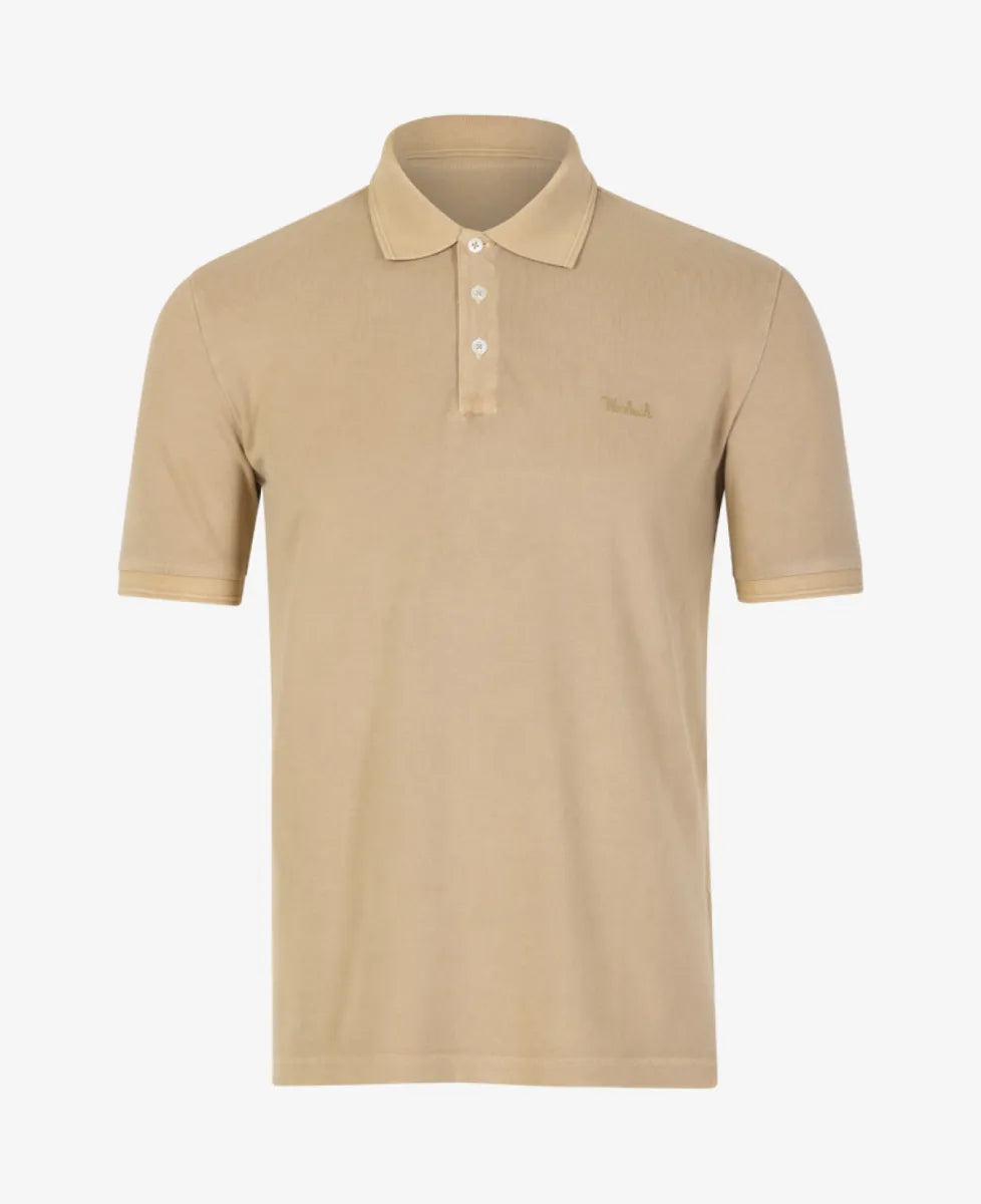 Woolrich polo beige met knopen & uitgeschreven Woolrich logo