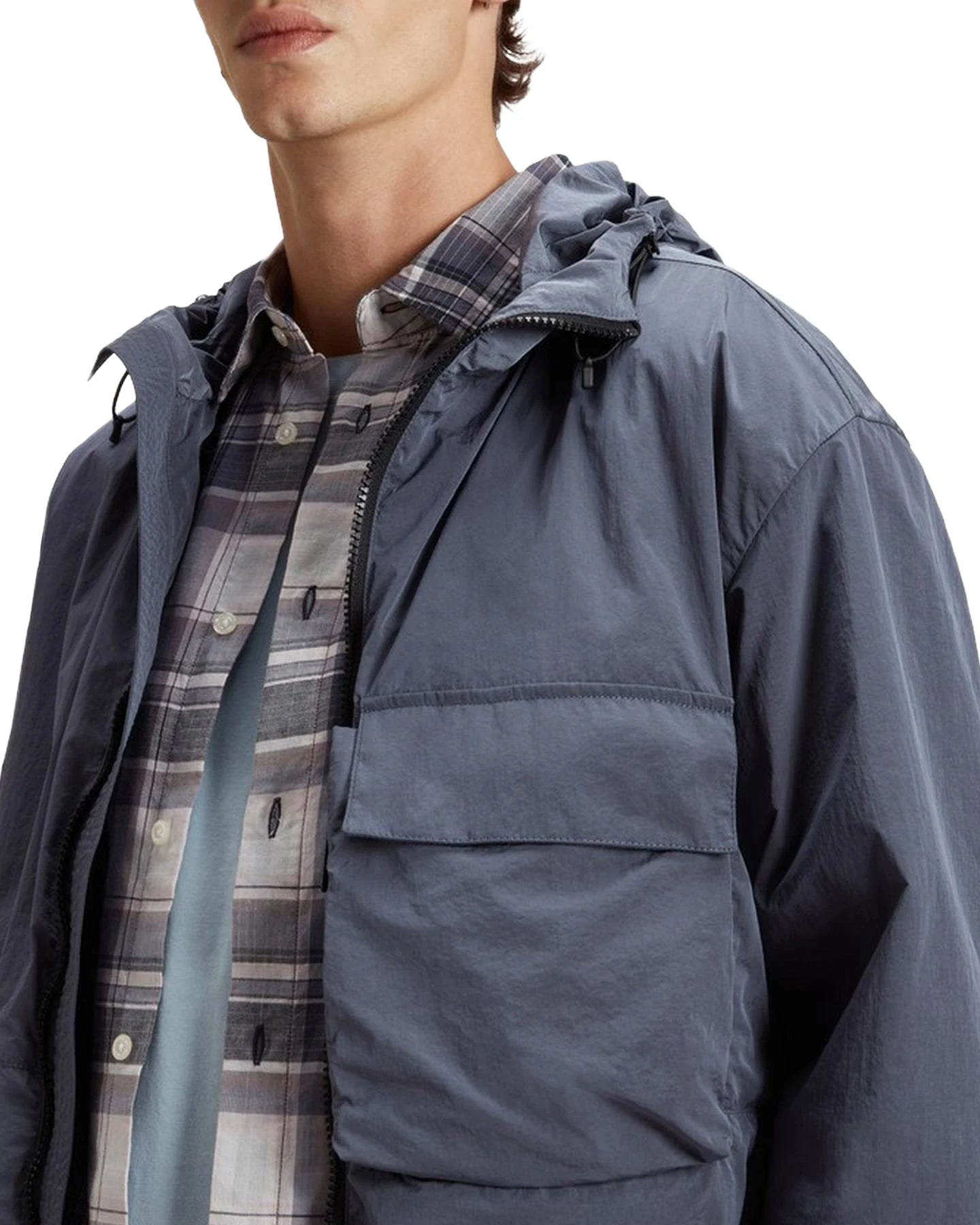 Woolrich shiny hooded jacket nylon blauw (Scherpe Prijs!)