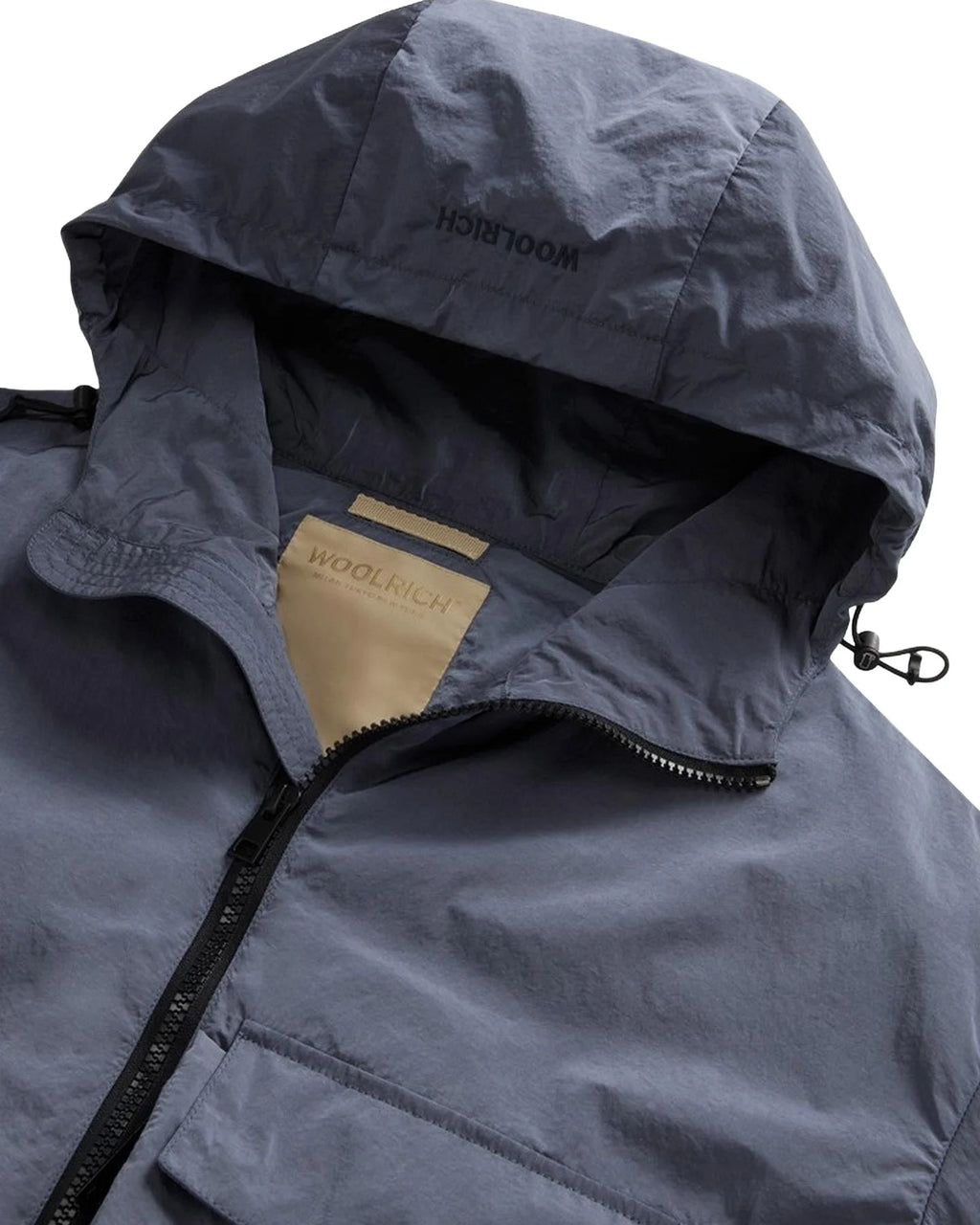 Woolrich shiny hooded jacket nylon blauw (Scherpe Prijs!)