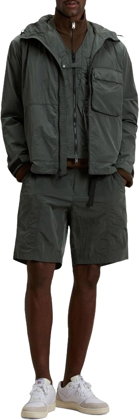 Woolrich shiny hooded jacket nylon blauw (Scherpe Prijs!)