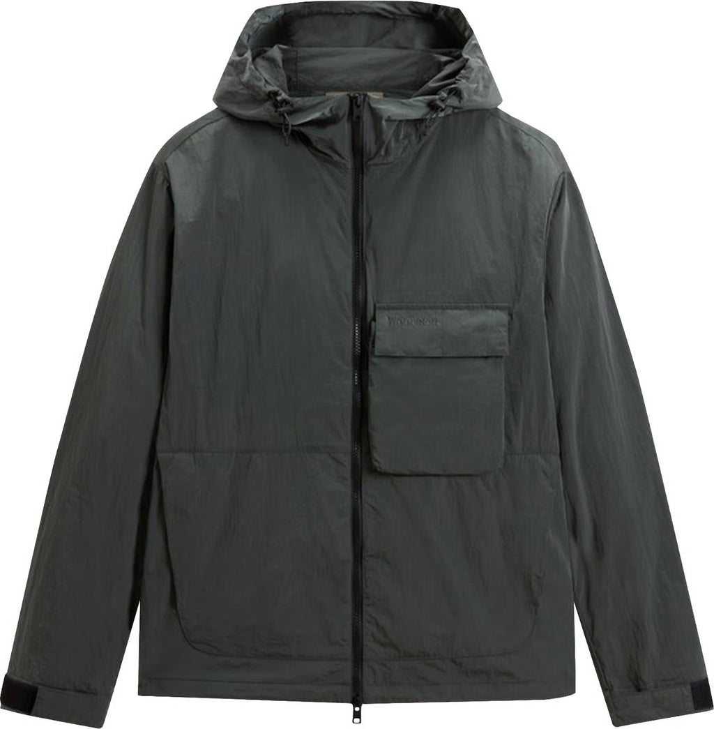 Woolrich shiny hooded jacket nylon blauw (Scherpe Prijs!)